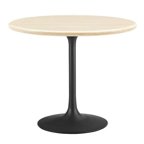 Modway Lippa In Black Travertine Wood 36 In. Pedestal Round Artificial ... throughout Unveiling the Modway Lippa 36-Inch Round Dining Table Aesthetic